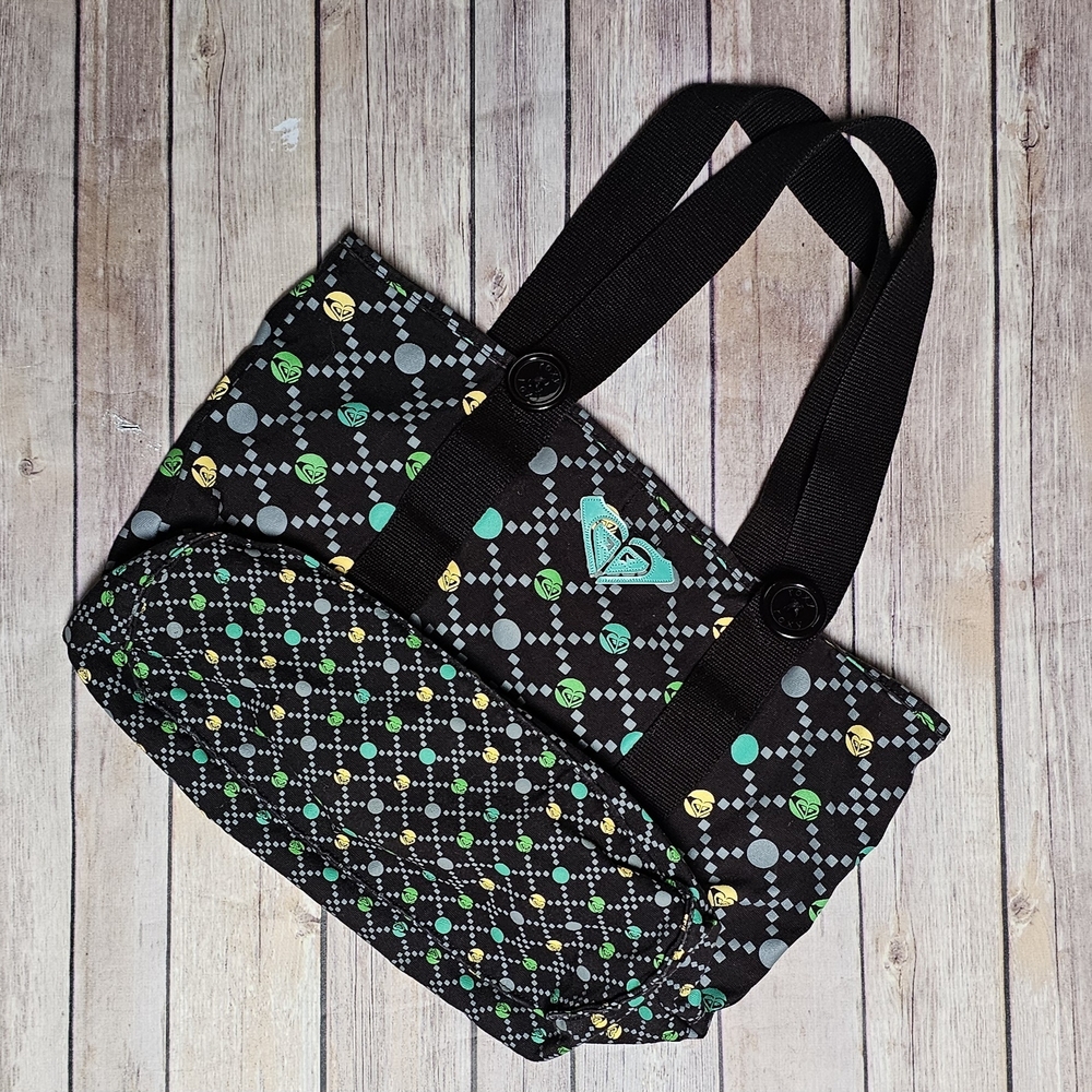 Roxy Black and Green Women's Tote Bag - Picture 8 of 8